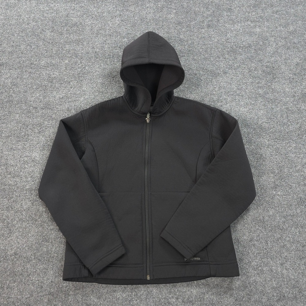 Patagonia Hoodie Womens Medium Black Double Top Jacket Hike Outdoors‎ Vintage